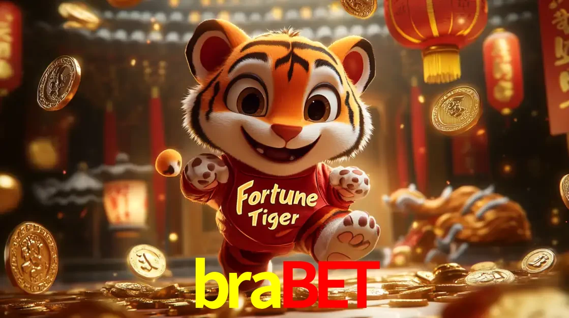 O alegre personagem do Fortune Tiger correndo sobre um caminho de moedas de ouro, simbolizando os grandes prêmios e a diversão do popular jogo de slot do brabet.
